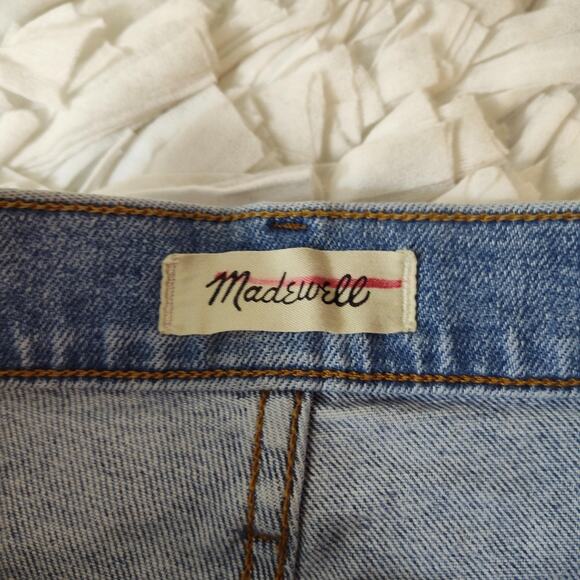 Madewell Jeans Womens 26 Blue High Rise The Momjean Distressed Raw Hem Ankle - Picture 11 of 17